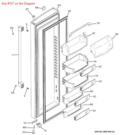 Picture of GE CLEAR INSERT DOOR MODULE - Part# WR71X10761