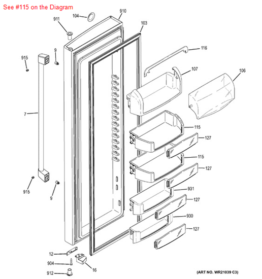 Picture of GE DOOR SHELF MODULE - Part# WR71X10973