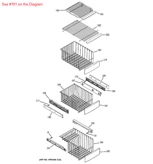 Picture of GE SUPPORT SLIDE BASKET - Part# WR72X10067