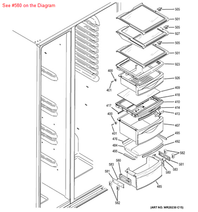 Picture of GE SLIDE AND BRACKET ASM R - Part# WR72X10194