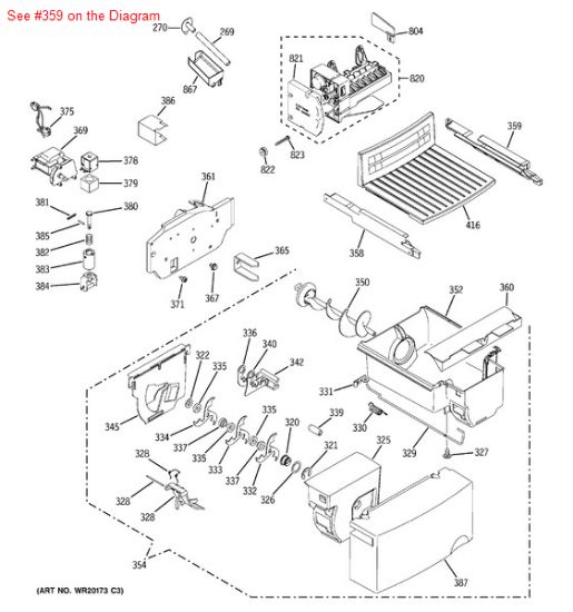 Picture of GE GLIDE BUCKET RH DISP - Part# WR72X10234