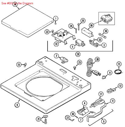 Picture of Maytag Whirlpool KitchenAid Magic Chef Roper Norge Sears Kenmore Admiral Amana Clothes Washer Washing Machine Lid Check Switch - Part# 207166