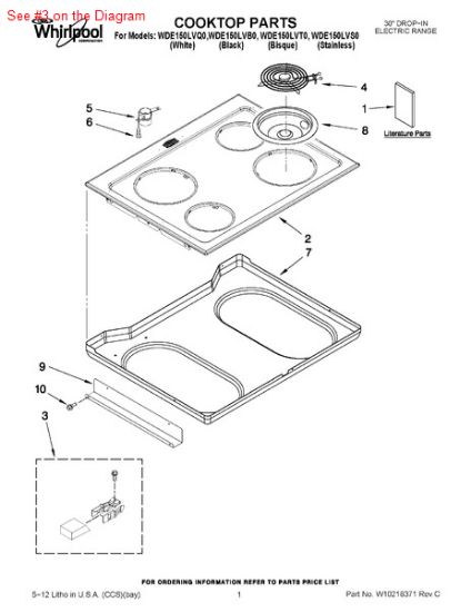 Picture of Whirlpool KitchenAid Roper Amana Jenn-Air Maytag Caloric Gaffers and Sattler Magic Chef Norge Sears Kenmore Admiral Range CookTop Burner Element Receptacle Block Kit - Part# 12001676