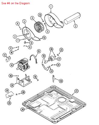 Picture of Maytag Whirlpool KitchenAid Magic Chef Roper Norge Sears Kenmore Admiral Amana Clothes Dryer Blower Wheel - 8 1/8" Diameter - Part# 33001790