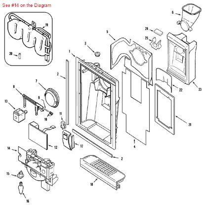 Picture of Maytag P1-BRACKET,FOUNTAIN - Part# 61003407
