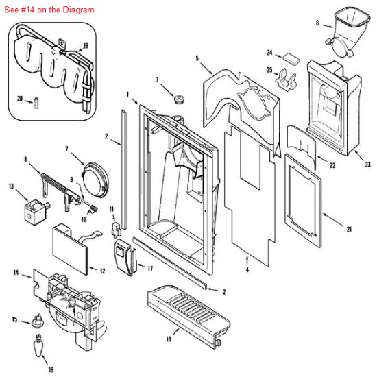 Picture of Maytag P1-BRACKET,FOUNTAIN - Part# 61003407