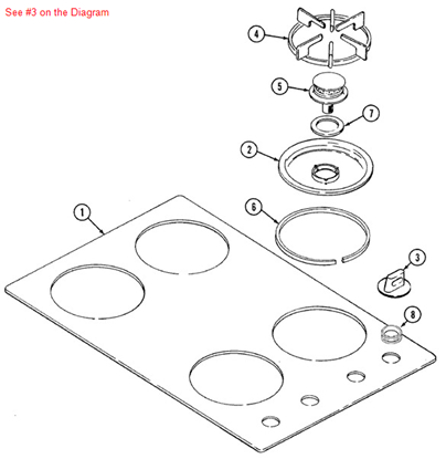 Picture of Maytag KNOB,TOP BURNER - Part# 74001253