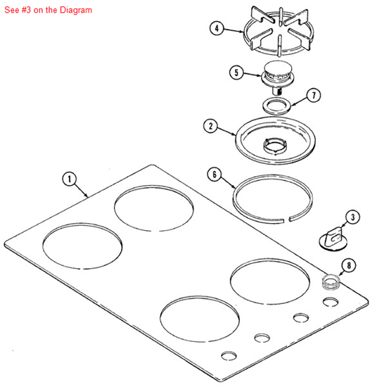 Picture of Maytag KNOB,TOP BURNER - Part# 74001253
