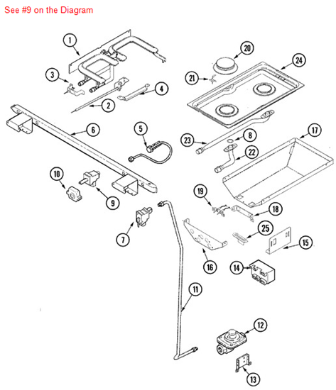 Picture of Maytag VALVE, BURNER LEFT - Part# 74006119