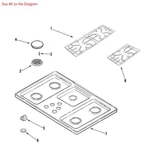 Picture of Maytag KNOB, BURNER (BLK) - Part# 74007867