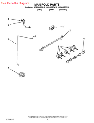 Picture of Maytag ORIFICE HOLDER/TUBE ASSY.( - Part# 74009099