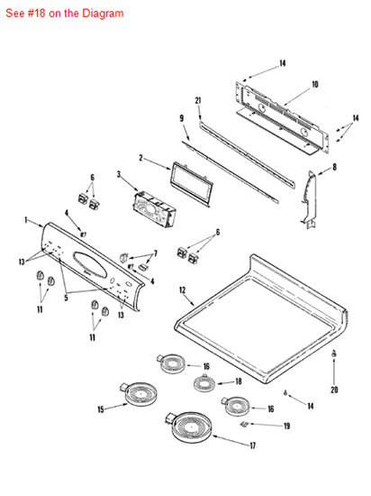 Picture of Maytag ELEMENT, WARM (250V) - Part# 74009899