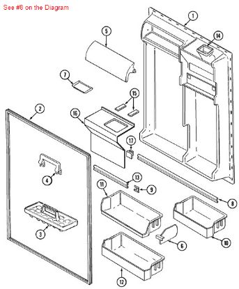 Picture of Whirlpool Jenn-Air KitchenAid Maytag Roper Admiral Sears Kenmore Norge Magic Chef Amana Refrigerator DOOR SHELF TRIM BAR - Part# 70111-108