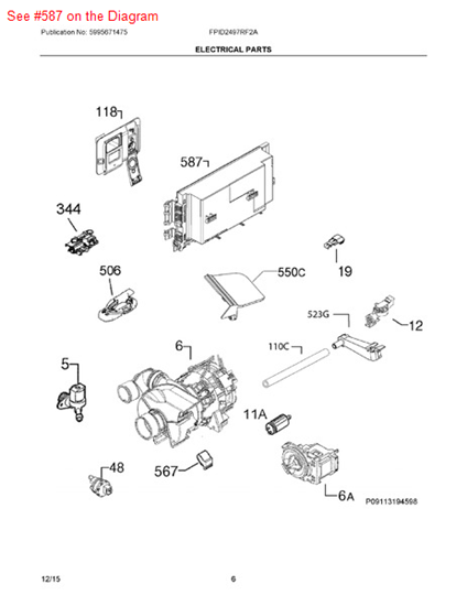 Picture of Frigidaire CONTROL ASSEMBLY - Part# 117492640