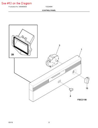 Picture of Frigidaire KNOB - Part# 154338303