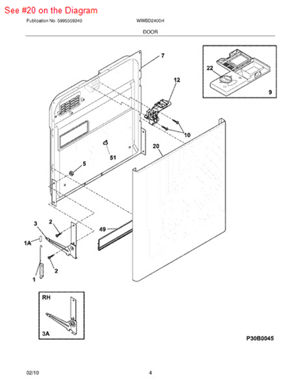 Picture of Frigidaire P-1 DOOR - Part# 154359107