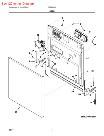 Picture of Frigidaire DOOR - Part# 154828803