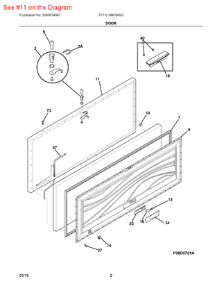 Picture of Frigidaire PANEL-OUTER DOOR - Part# 216130025