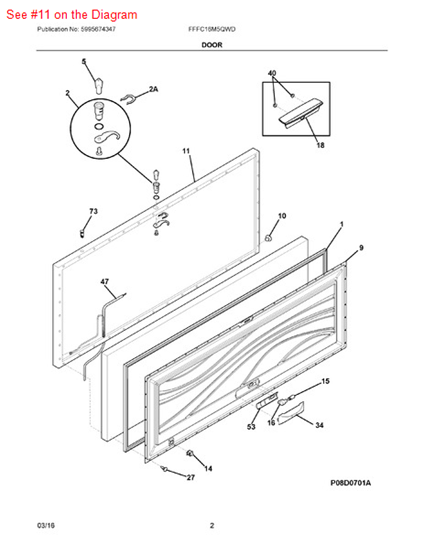 Picture of Frigidaire PANEL-OUTER DOOR - Part# 216130025