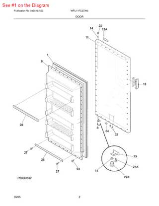 Picture of Frigidaire GASKET-DOOR - Part# 216522303