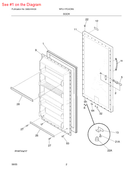 Picture of Frigidaire P-1 GASKET-DOOR - Part# 216522309