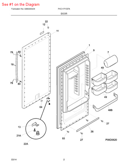 Picture of Frigidaire GASKET - Part# 216522373