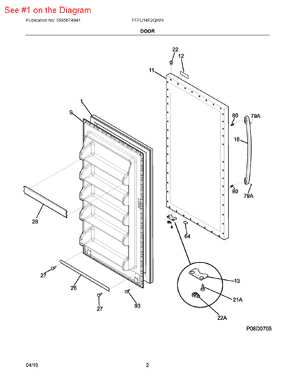 Picture of Frigidaire GASKET-DOOR - Part# 216522374
