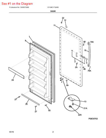 Picture of Frigidaire GASKET-DOOR - Part# 216522376