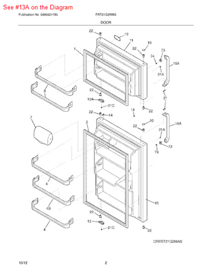 Picture of Frigidaire DOOR STOP - Part# 240312404