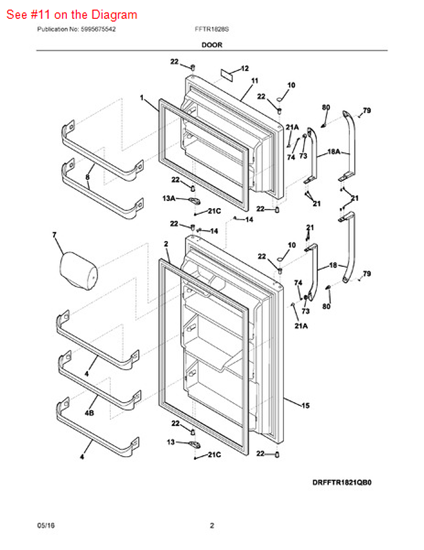 Picture of Frigidaire DOOR-FRZR - Part# 240437418