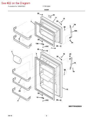 Picture of Frigidaire P-1 BEARING-HINGE - Part# 240527101