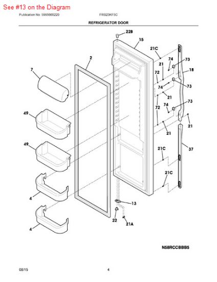 Picture of Frigidaire DOOR STOP - Part# 240537105