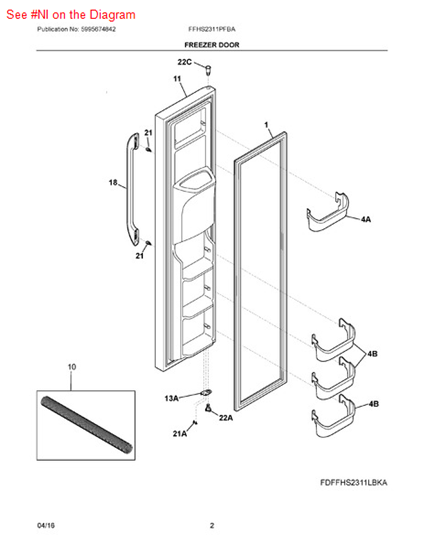 Picture of Frigidaire HARNESS-WIRING,DOOR - Part# 240552101