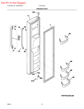 Picture of Frigidaire GASKET-FRZR DOOR OS2 - Part# 241510204