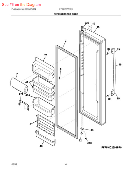 Picture of Frigidaire LUG-DAIRY COMPARTME - Part# 241515901