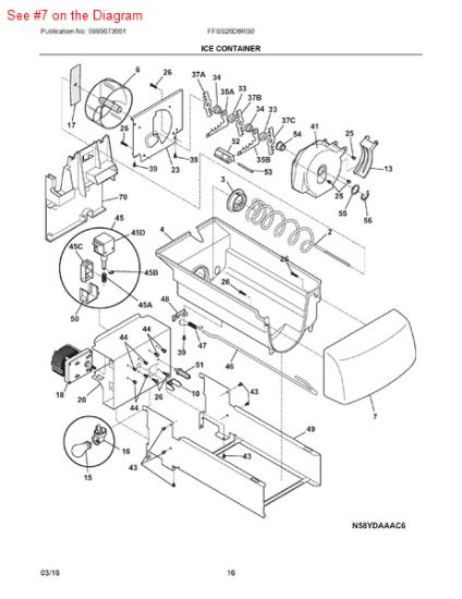 Picture of Frigidaire FRONT-ICE CONTAINER - Part# 241561401