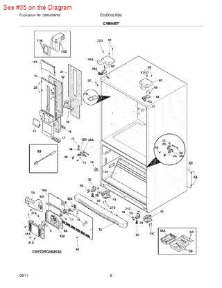 Picture of Frigidaire HINGE - Part# 241767201