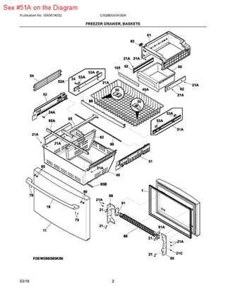 Picture of Frigidaire SLIDE ASSY, BASKET RH FRZ - Part# 241894223