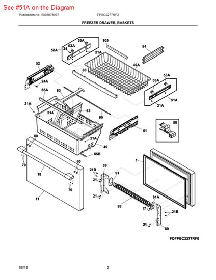 Picture of Frigidaire SLIDE ASSEMBLY - Part# 241894227