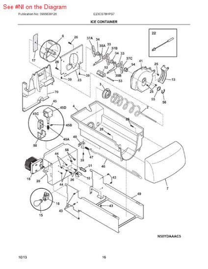 Picture of Frigidaire ICE CONTAINER ASSY - Part# 241914702