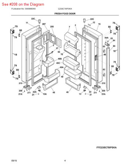 Picture of Frigidaire DOOR-AIR FILTER - Part# 241935001