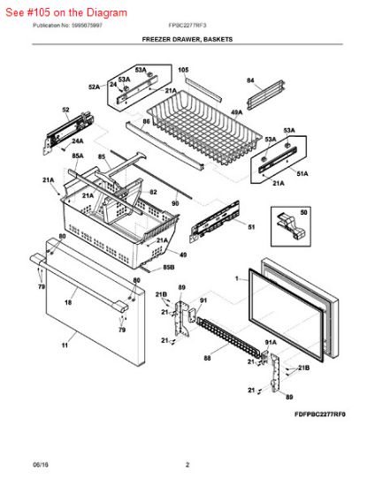 Picture of Frigidaire TRIM-BASKET - Part# 242116801