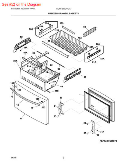 Picture of Frigidaire SLIDE ASSEMBLY - Part# 242147117