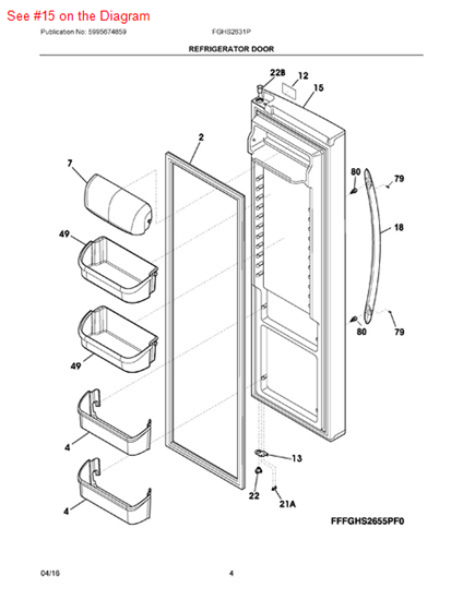 Picture of Frigidaire DOOR-REFR - Part# 242178113