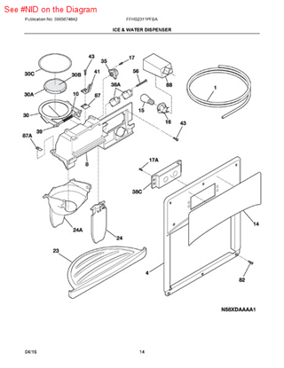 Picture of Frigidaire TUBE-WATER INLET - Part# 242220206