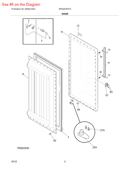 Picture of Frigidaire PANEL-INNER DOOR - Part# 297071000