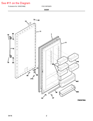 Picture of Frigidaire PANEL-OUTER DOOR - Part# 297329309