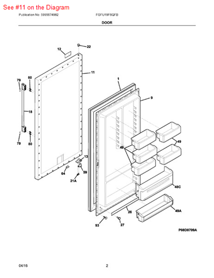 Picture of Frigidaire PANEL-OUTER DOOR - Part# 297329309