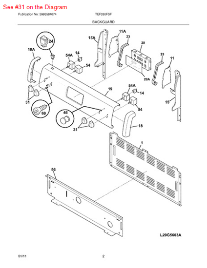 Picture of Frigidaire KNOB-CONTROL - Part# 316025106