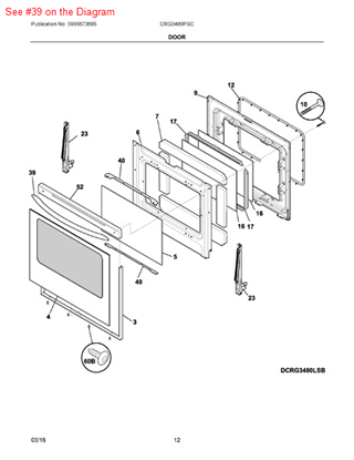 Picture of Frigidaire P-1 HANDLE - Part# 316246100